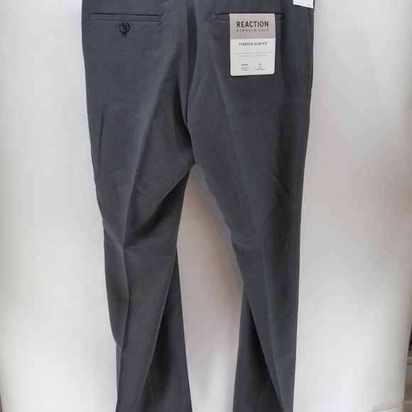 Kenneth Cole Reaction Mens Slim-Fit Gabardine Dress Pants‎ 33 x 32 Charcoal - Picture 3 of 9